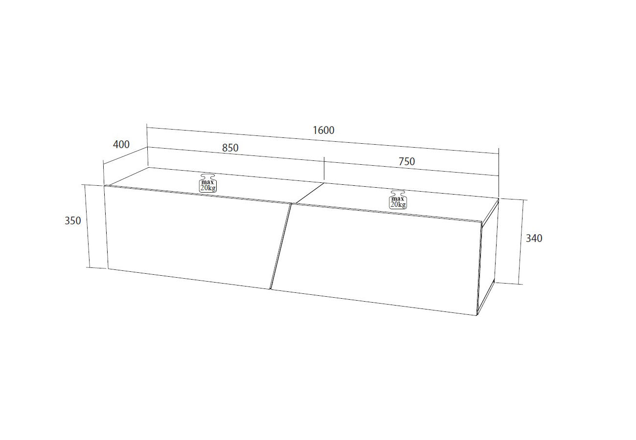 Tv-taso Galaxy Harmaa 160cm Mitat