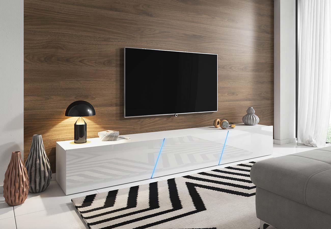Tv-taso Galaxy Korkeakiilto Valkoinen Led 240cm