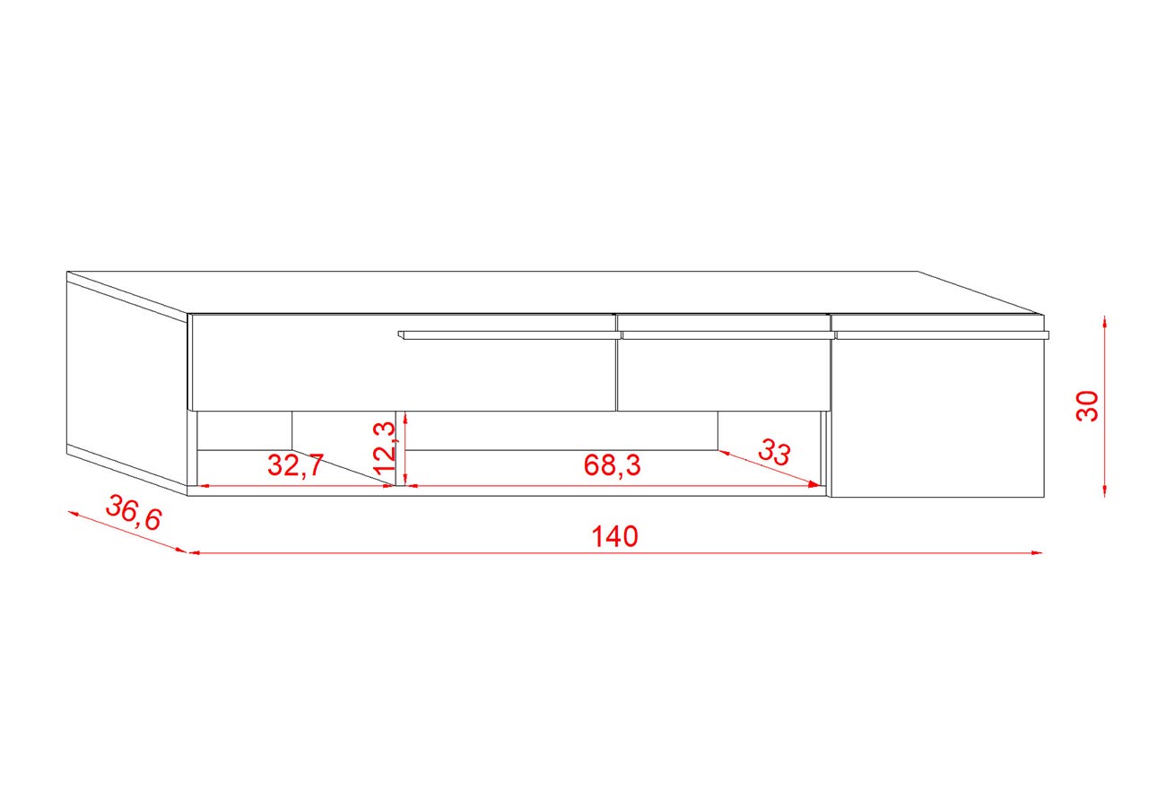 Tv-taso Nero 2 Musta / Tammi mitat