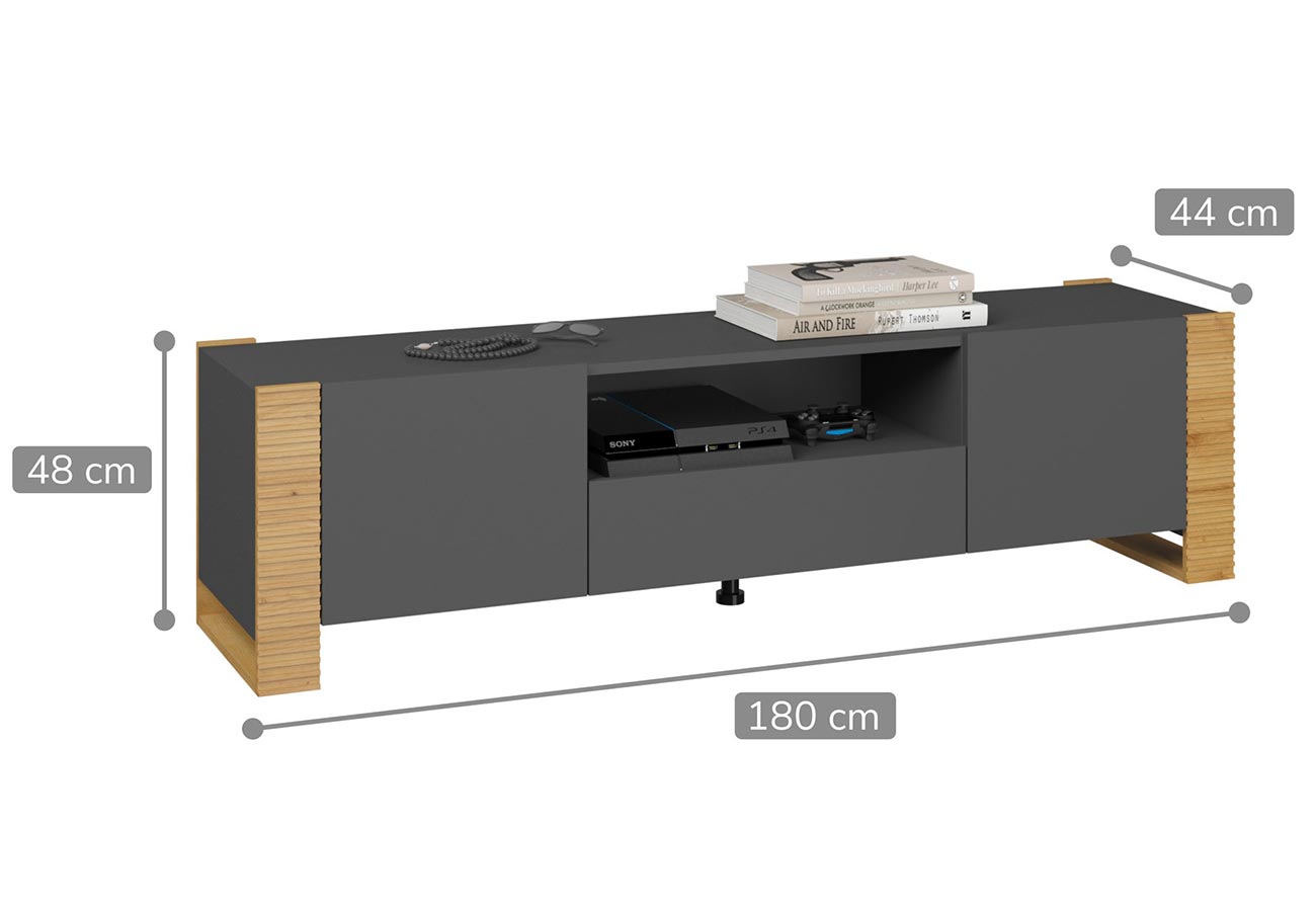 Tv-taso woodie 180cm harmaa mitat