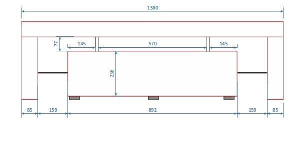 Tv-taso Mika Led Musta Valkoinen 138cm Mitat