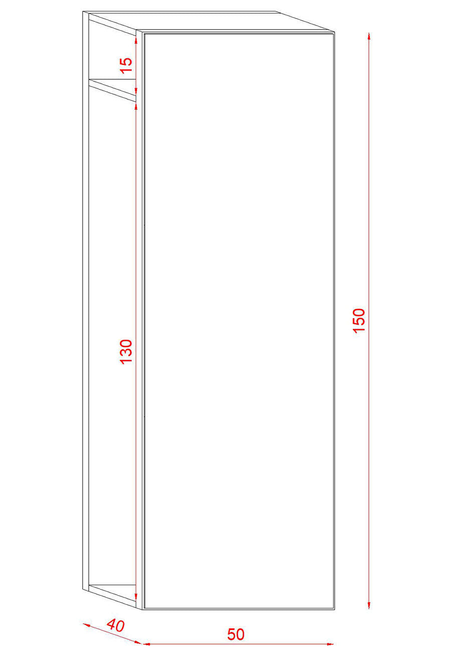 Vaatekaappi Neo Tammi 150cm Mitat