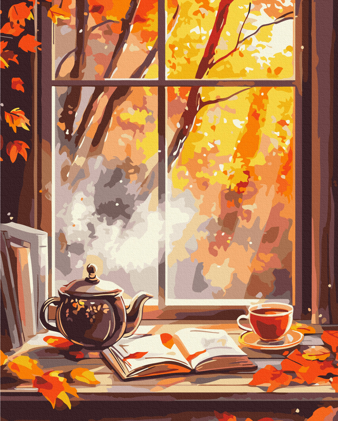 Maalaa numeroin Paint by numbers Autumn is already outside the window