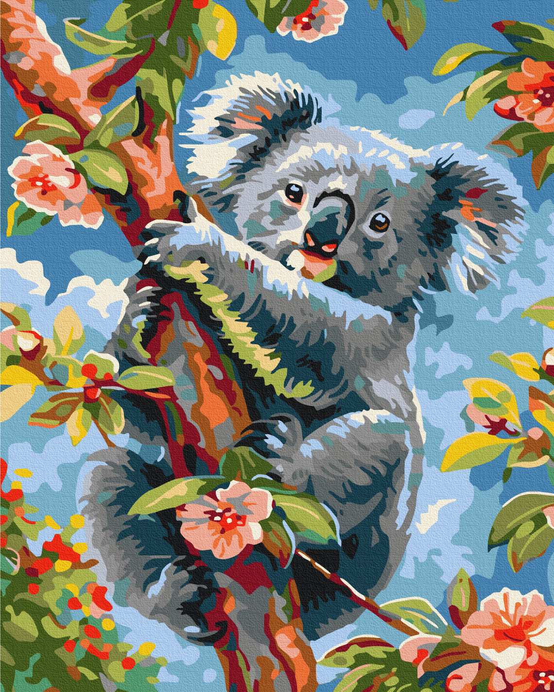 Maalaa numeroin Paint by numbers Koala in flowers