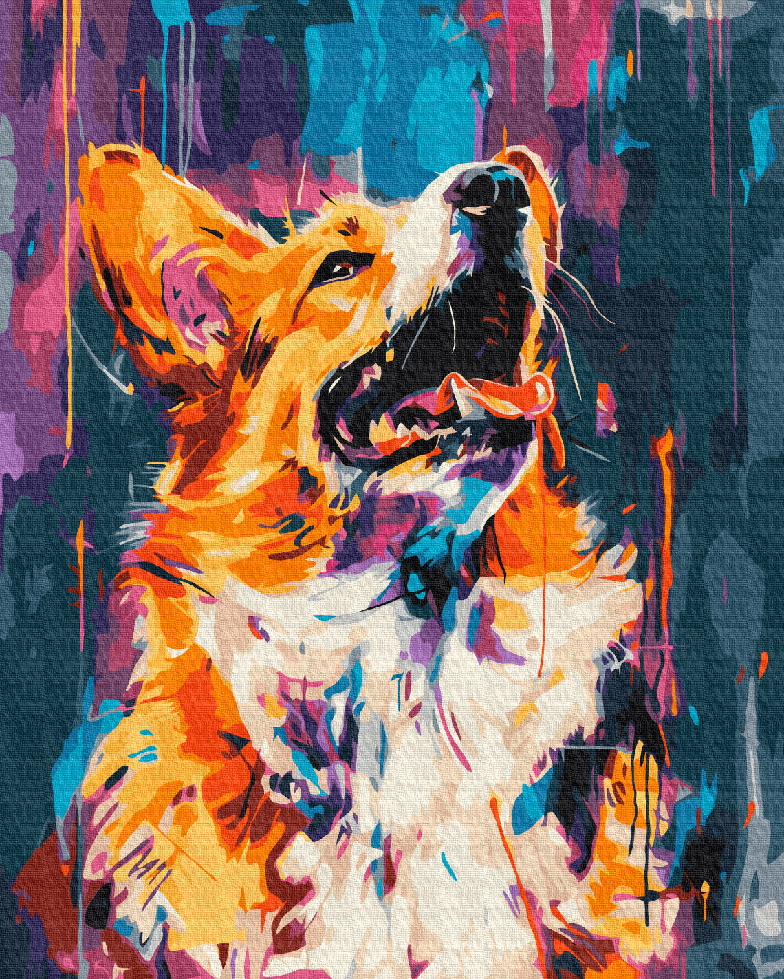 Maalaa numeroin Paint by numbers Colourful corgi