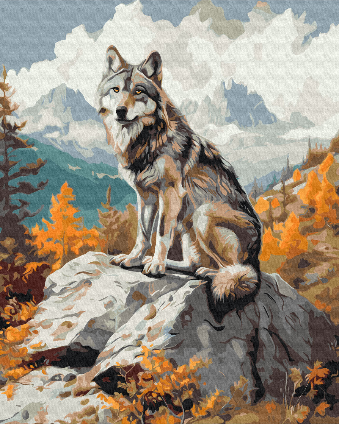 Maalaa numeroin Paint by numbers Mountain Wolf