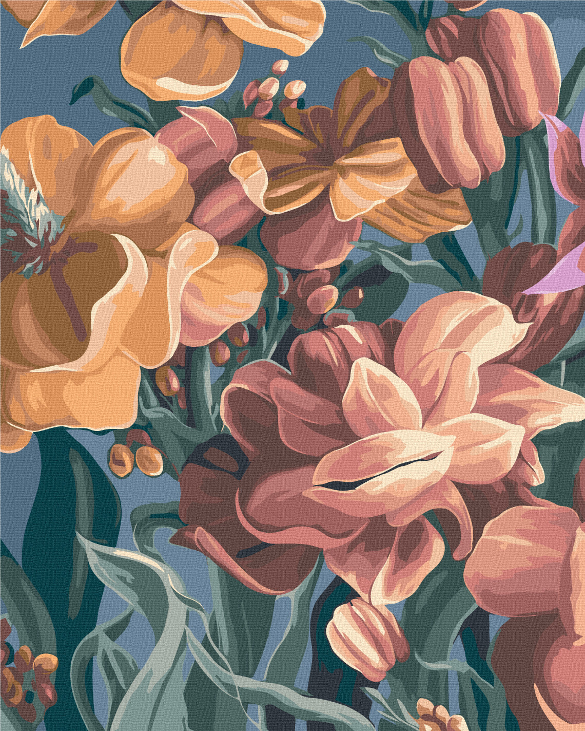 Maalaa numeroin Paint by numbers Stylized matiola. Diptych 1 © Yana Biluhina