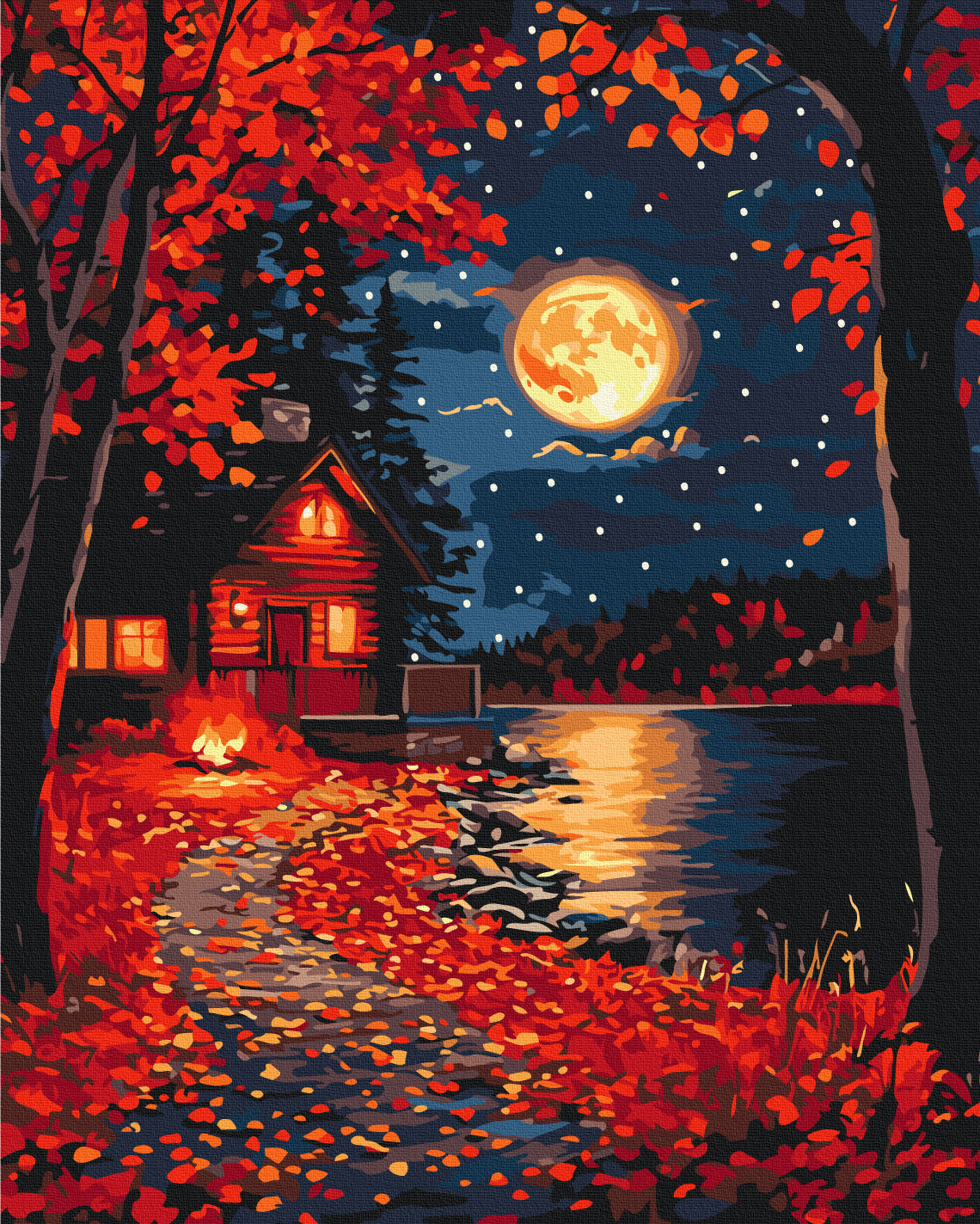 Maalaa numeroin Paint by numbers The edge of the red leaves