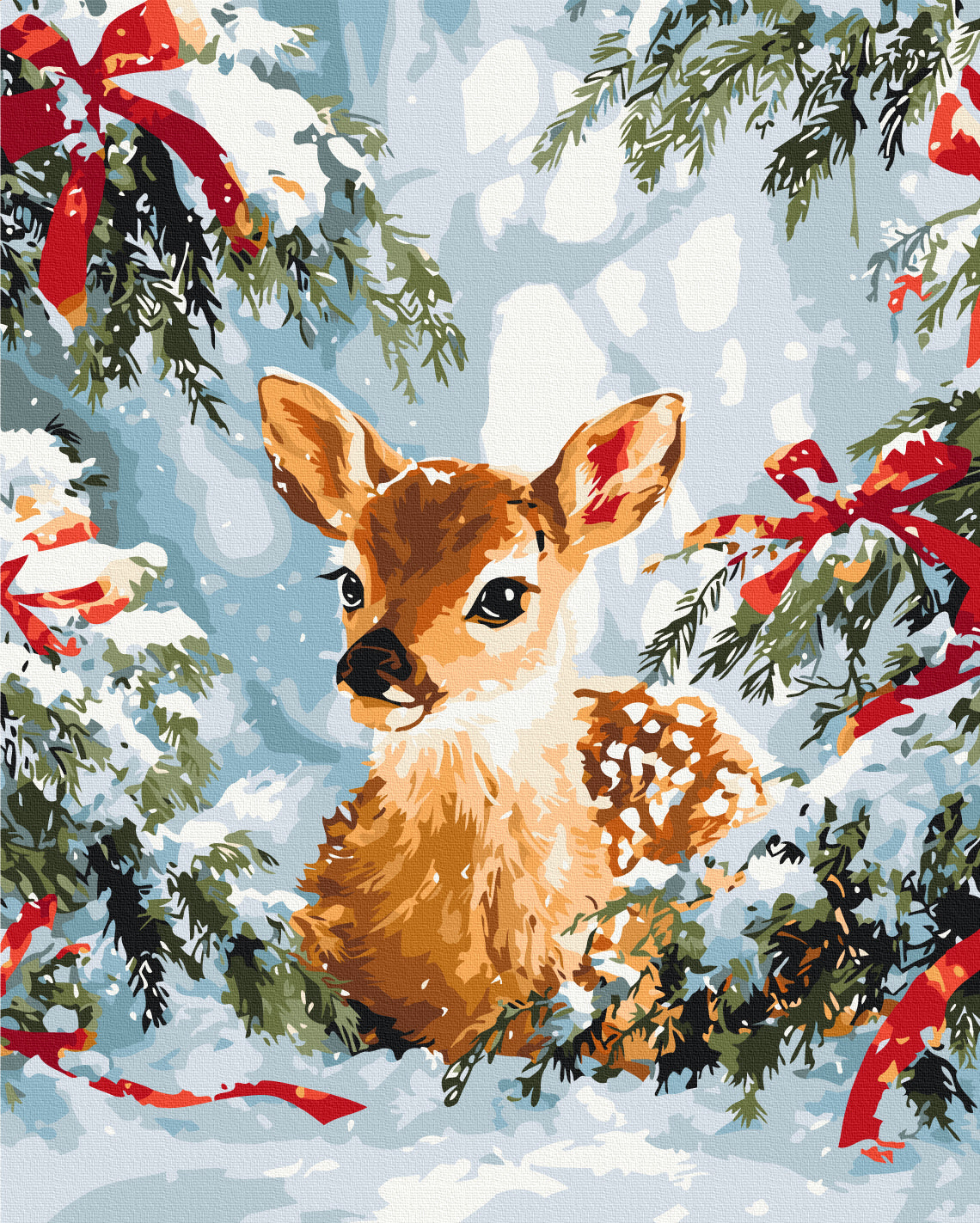 Maalaa numeroin Paint by numbers A fairy tale among the fir trees