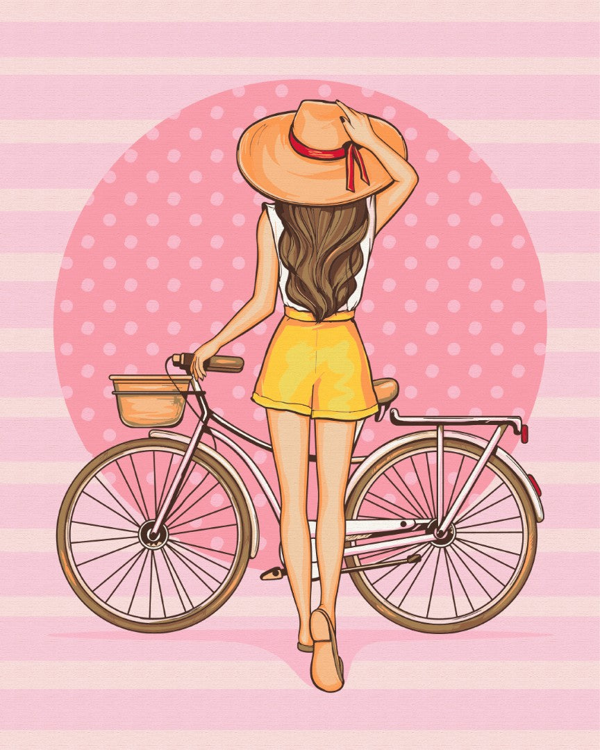 Maalaa numeroin Paint by numbers Girl with a bicycle
