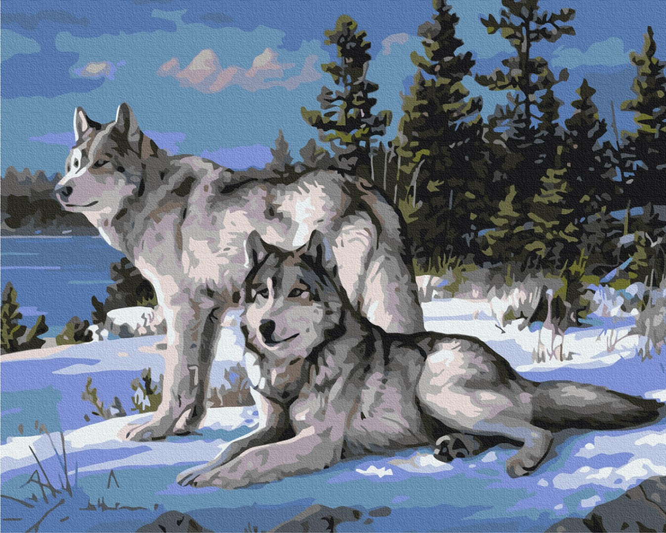 Maalaa numeroin Paint by numbers Protector wolves
