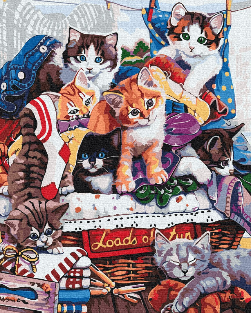 Maalaa numeroin Paint by numbers Funny kittens