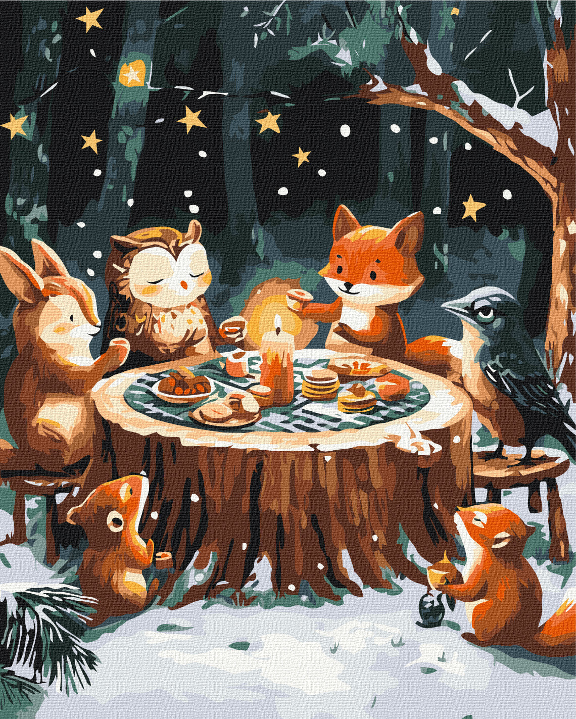 Maalaa numeroin Paint by numbers Winter tea party