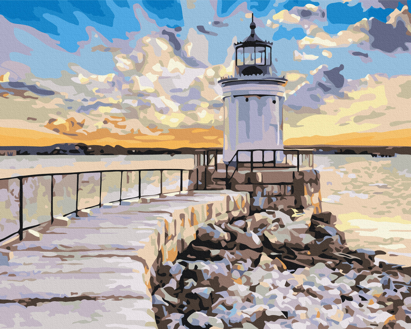 Maalaa numeroin Paint by numbers Lighthouse in the sunlight