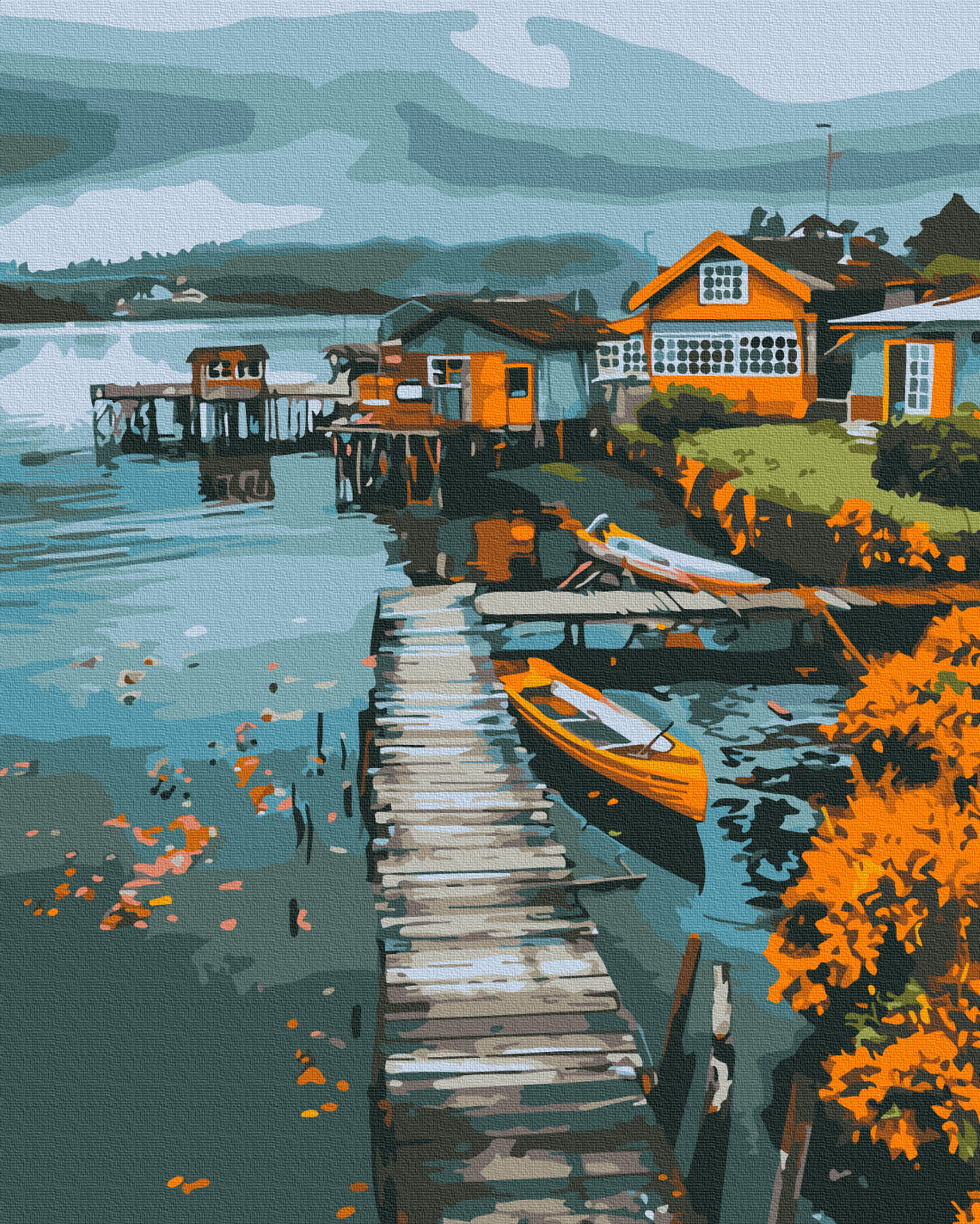 Maalaa numeroin Paint by numbers Fishing town