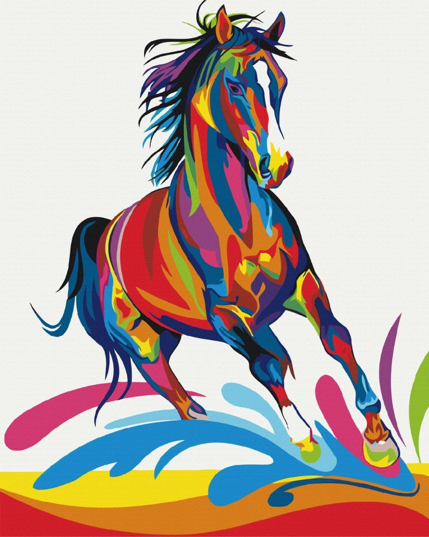 Maalaa numeroin Paint by numbers Rainbow horse
