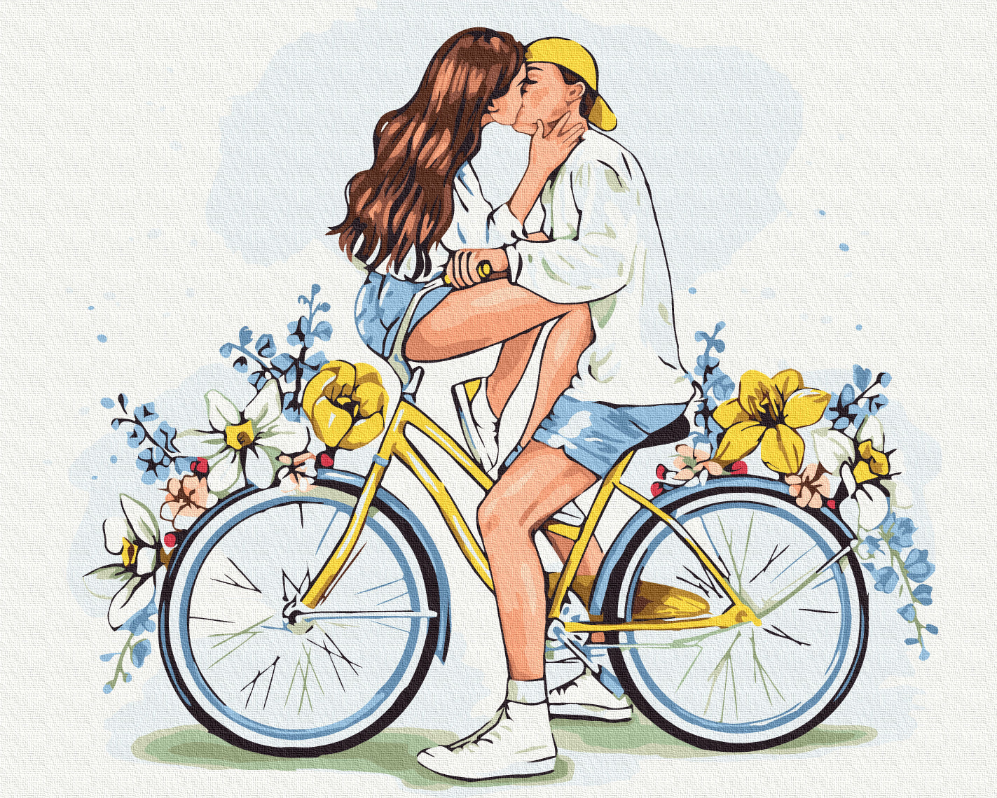 Maalaa numeroin Paint by numbers Lovers on a  bicycle © Alla Berezovska