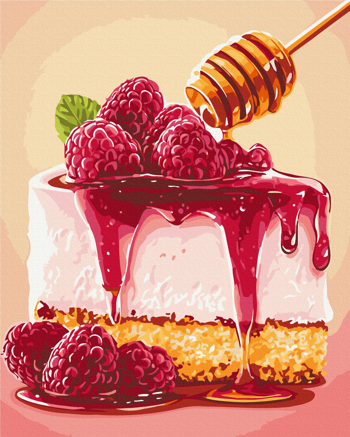 Maalaa numeroin Paint by numbers Raspberry cheesecake