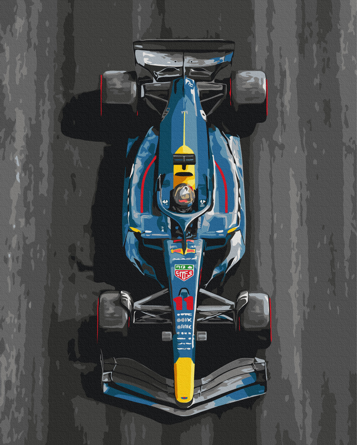 Maalaa numeroin Paint by numbers Blue racing car