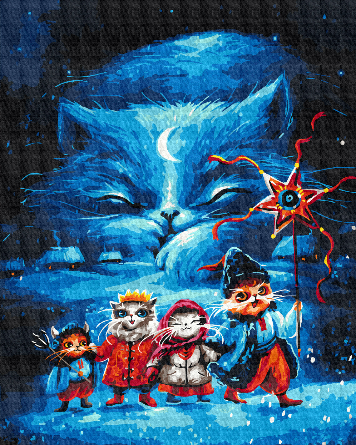 Maalaa numeroin Paint by numbers Cats' Christmas nativity scene © Marianna Pashchuk