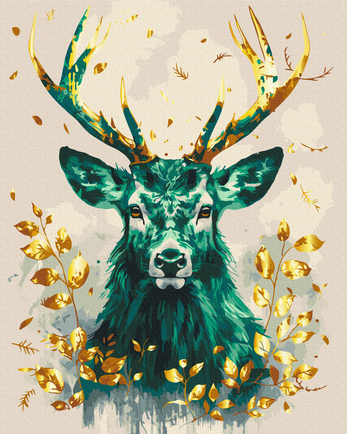 Maalaa numeroin Paint by numbers Emerald forest crown with metallic colors