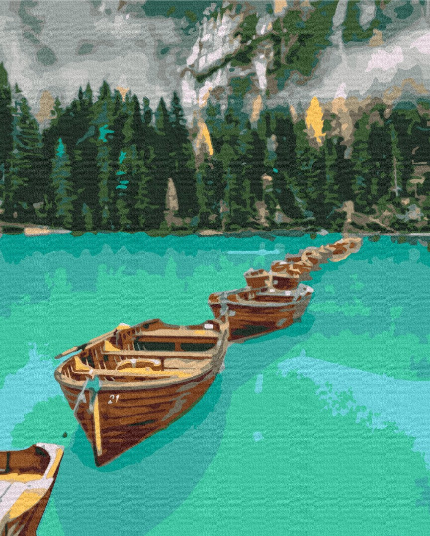 Maalaa numeroin Paint by numbers Boats in a chain