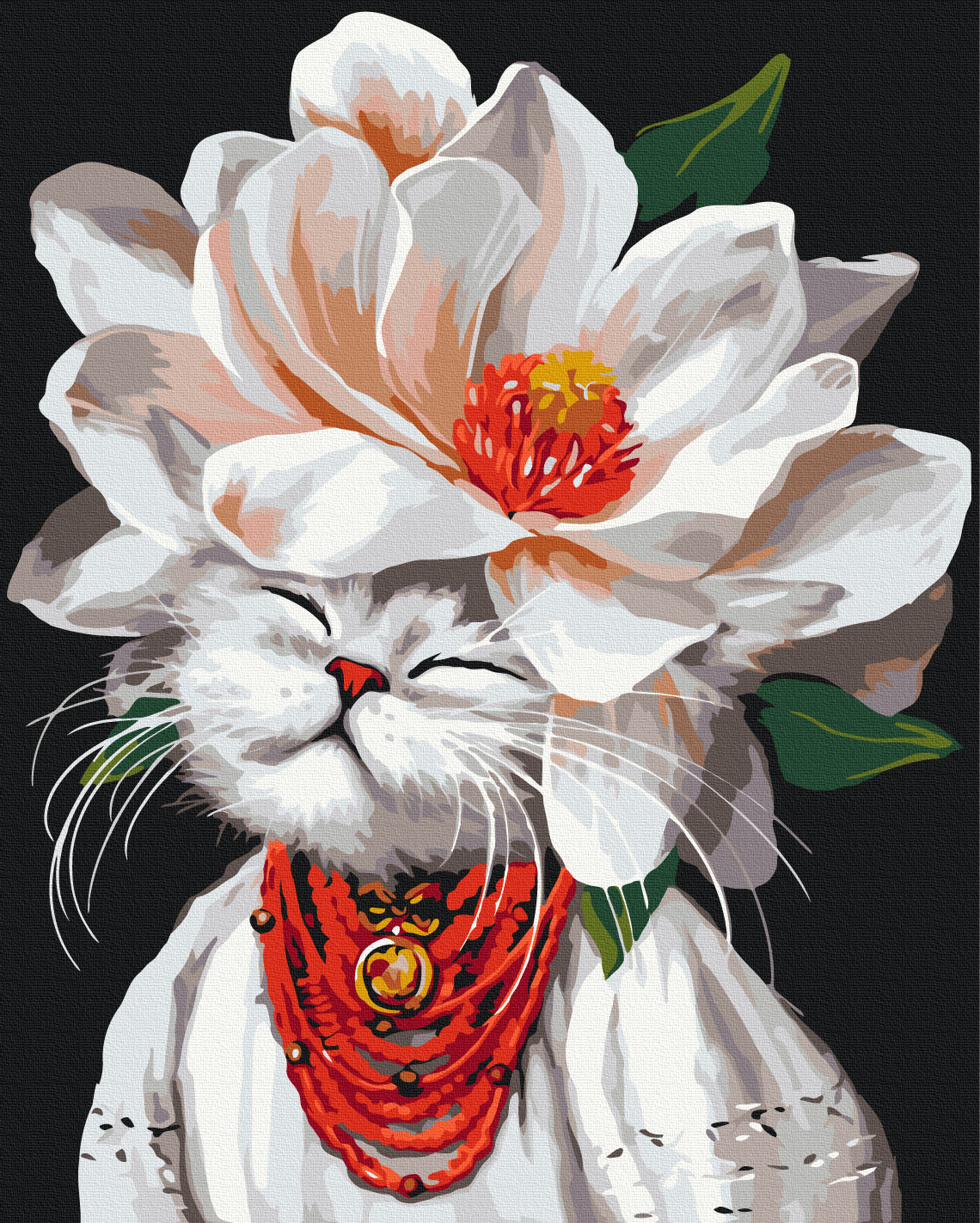 Maalaa numeroin Paint by numbers Magnolia cat © Marianna Pashchuk