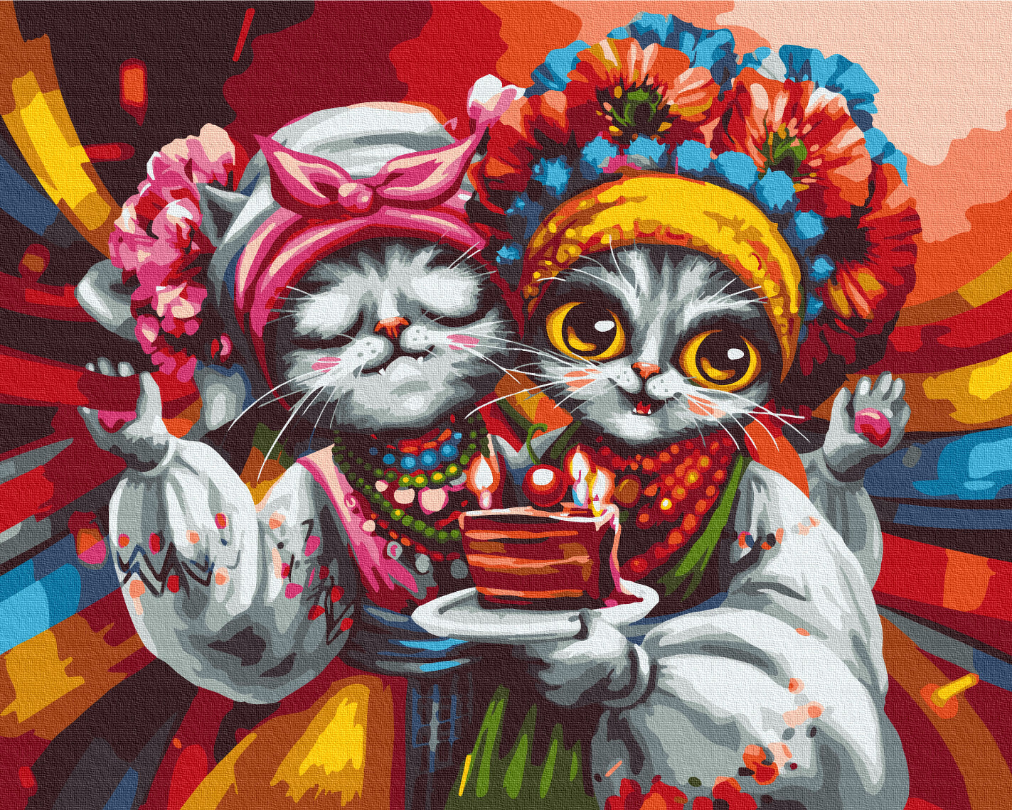 Maalaa numeroin Paint by numbers Girlfriends' cats © Marianna Pashchuk