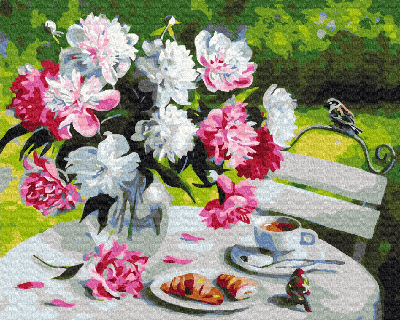 Maalaa numeroin Paint by numbers Breakfast with peonies