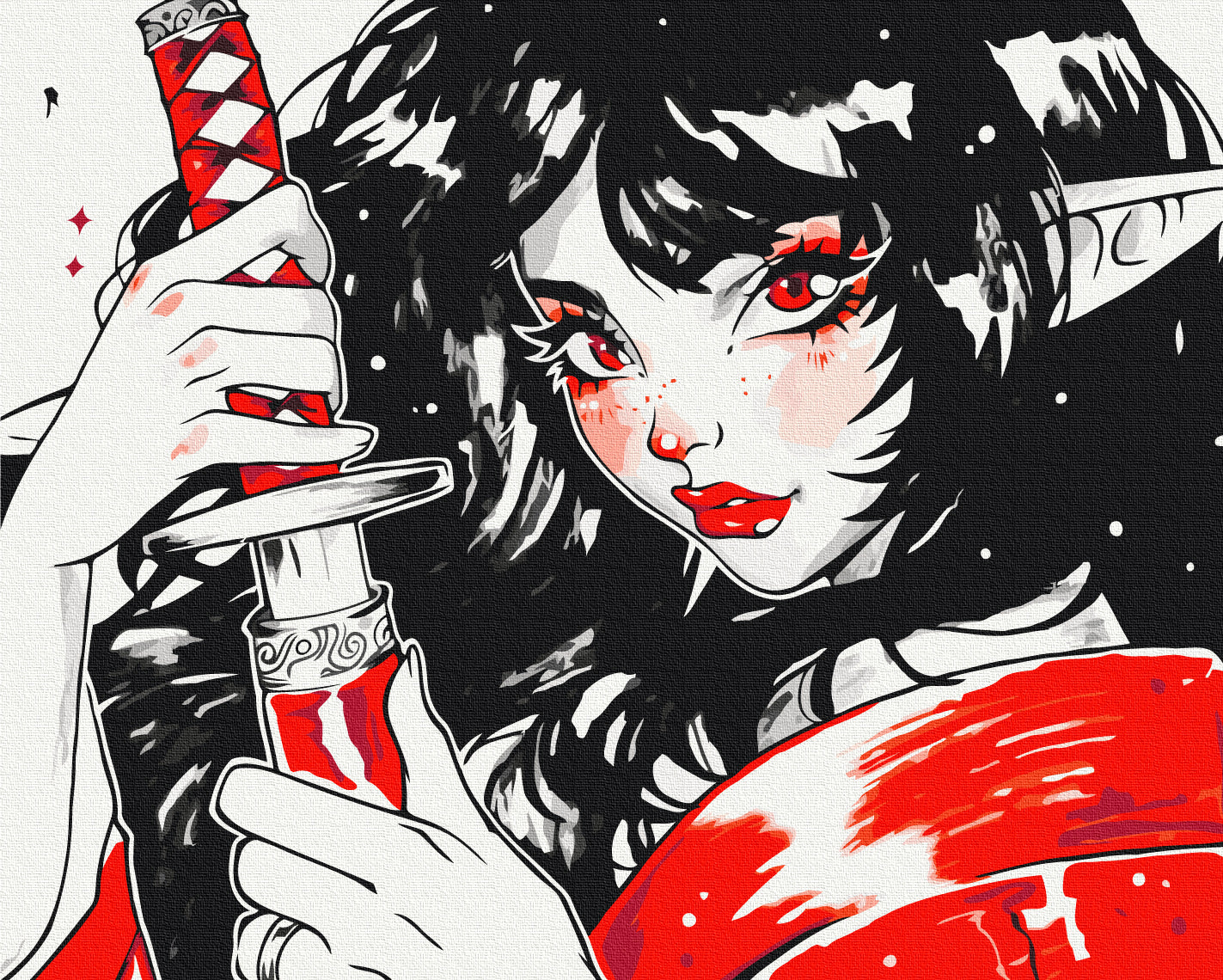 Maalaa numeroin Paint by numbers Red Katana @ nila_art_art