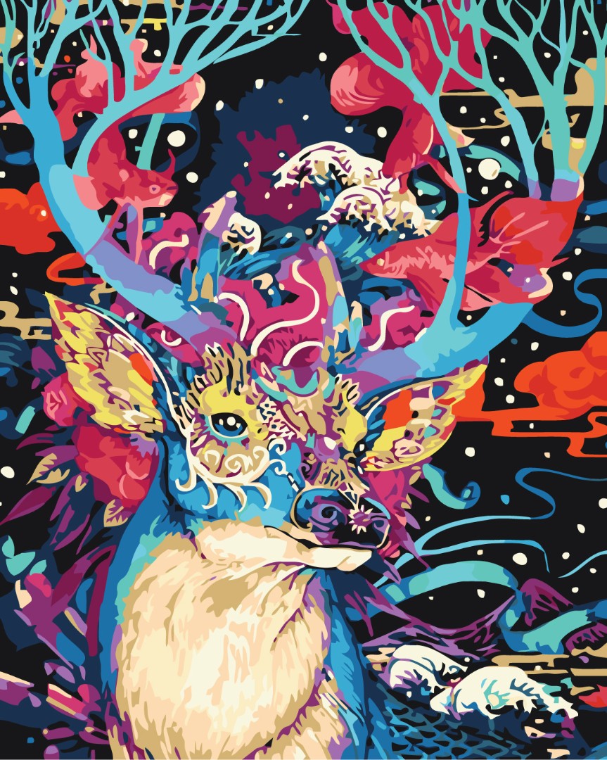 Maalaa numeroin Paint by numbers Fantastic deer