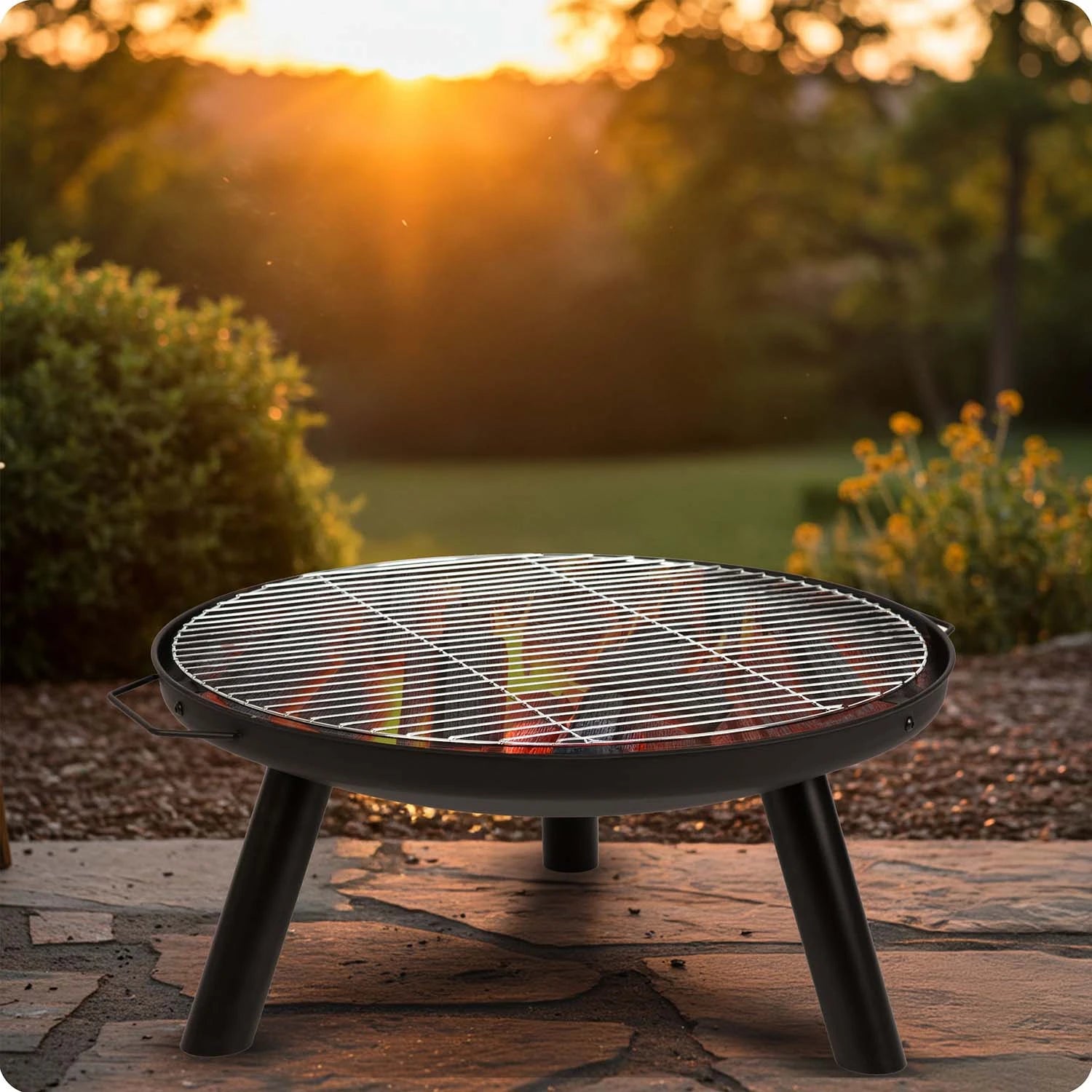 60 cm fire pit ritilällä – kestävä ja säänkestävä rakenne