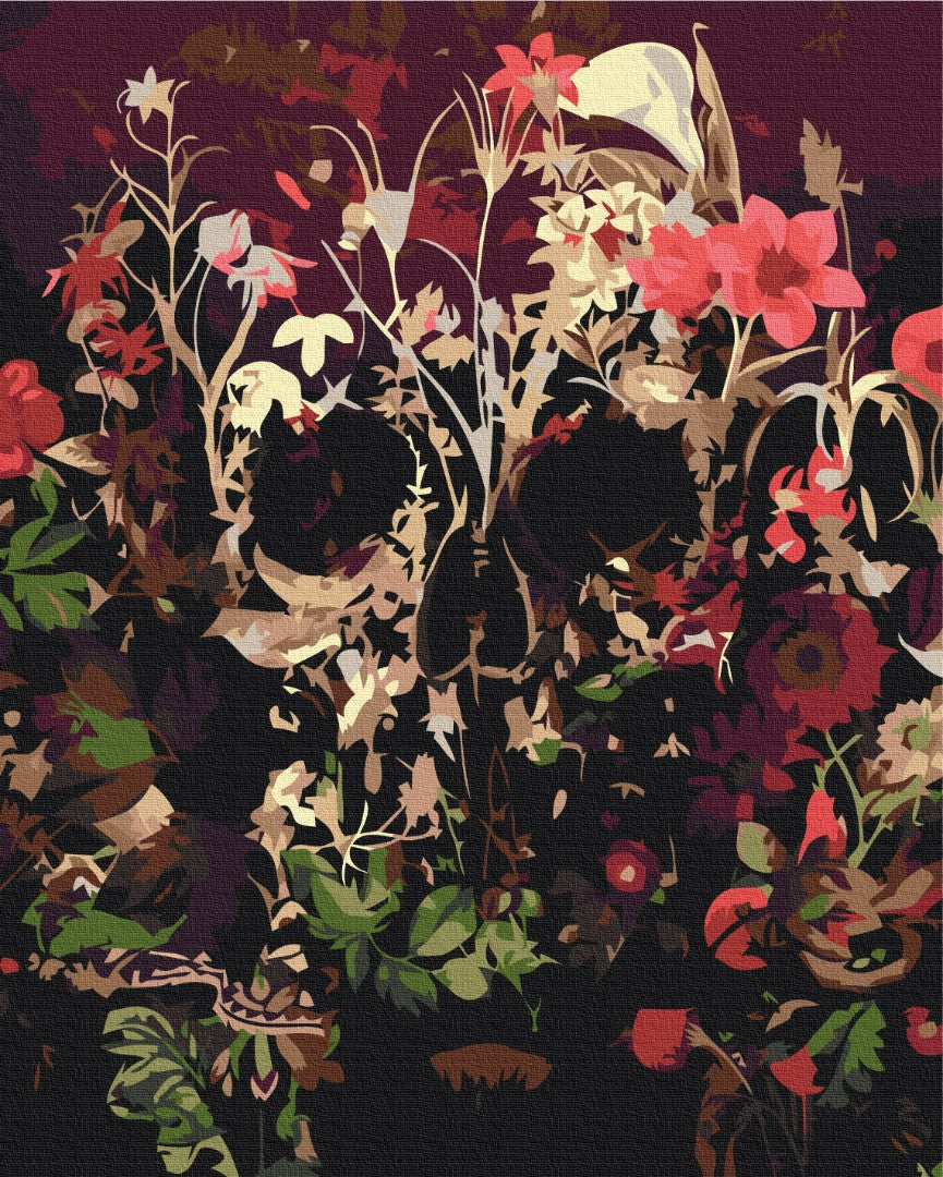 Maalaa numeroin Paint by numbers Skull in dried flowers