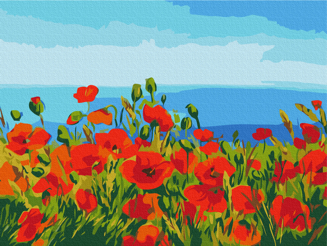 Maalaa numeroin Paint by numbers Field of poppies. Claude Monet