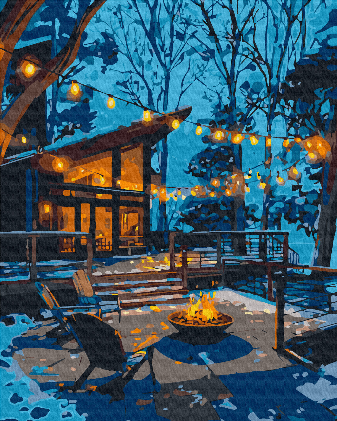 Maalaa numeroin Paint by numbers An evening illuminated by fairy lights
