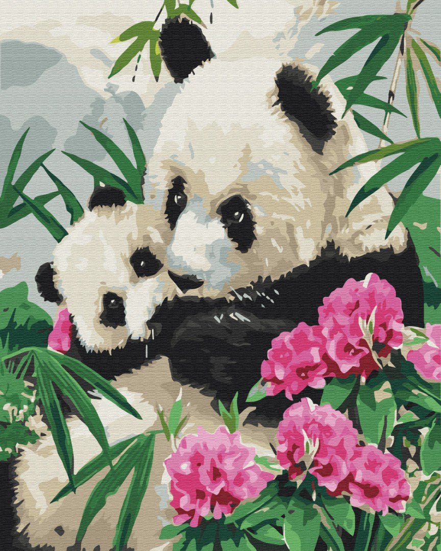 Maalaa numeroin Paint by numbers Mom panda with cub