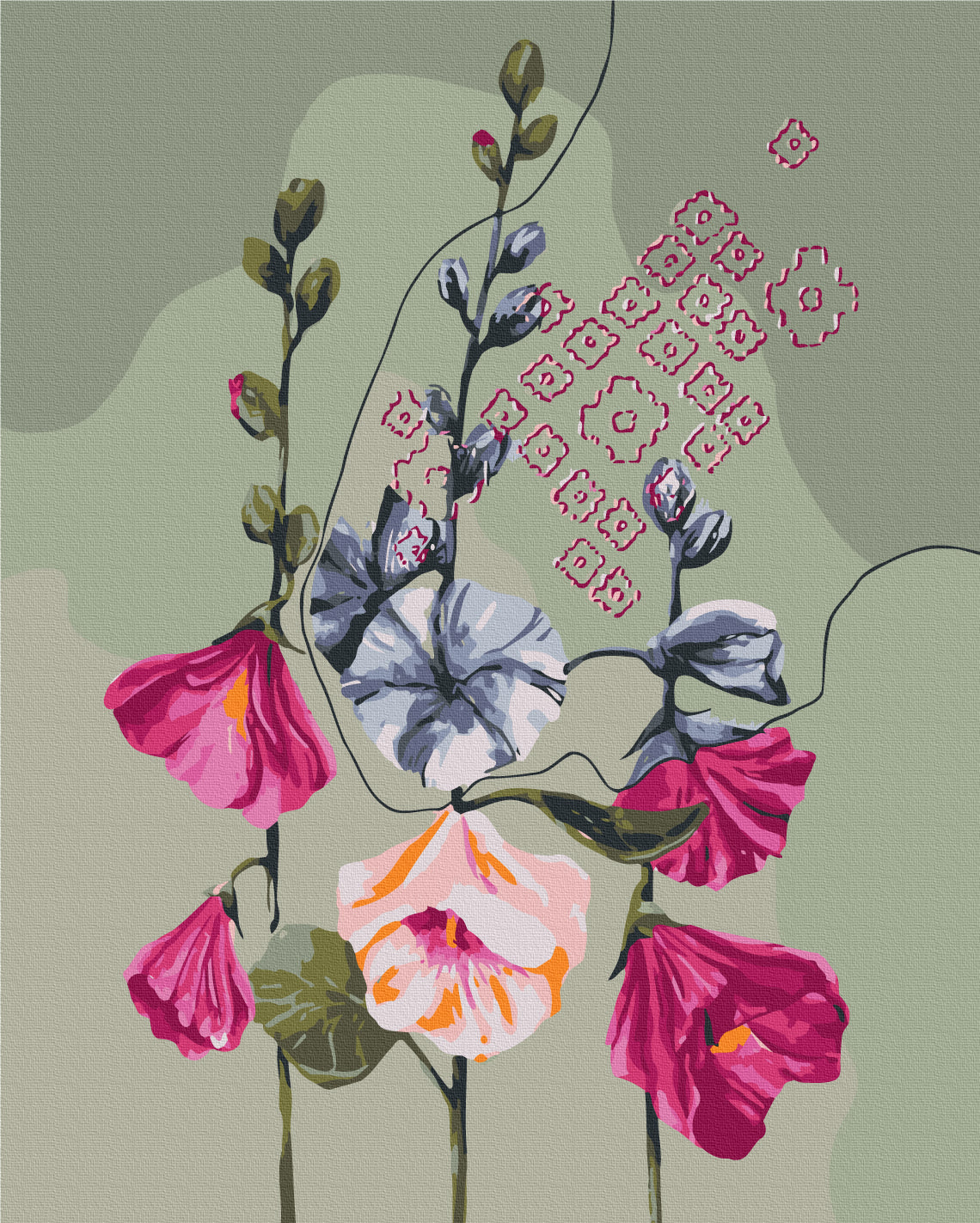Maalaa numeroin Paint by numbers Mallows have bloomed © Kateryna Savych