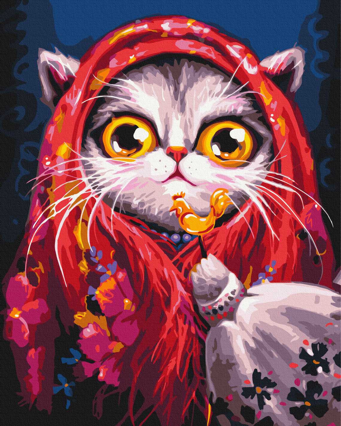 Maalaa numeroin Paint by numbers Kitty in a scarf© Marianna Pashchuk