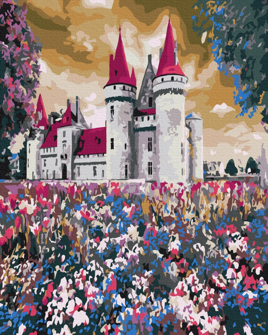 Maalaa numeroin Paint by numbers Castle in the wildflowers