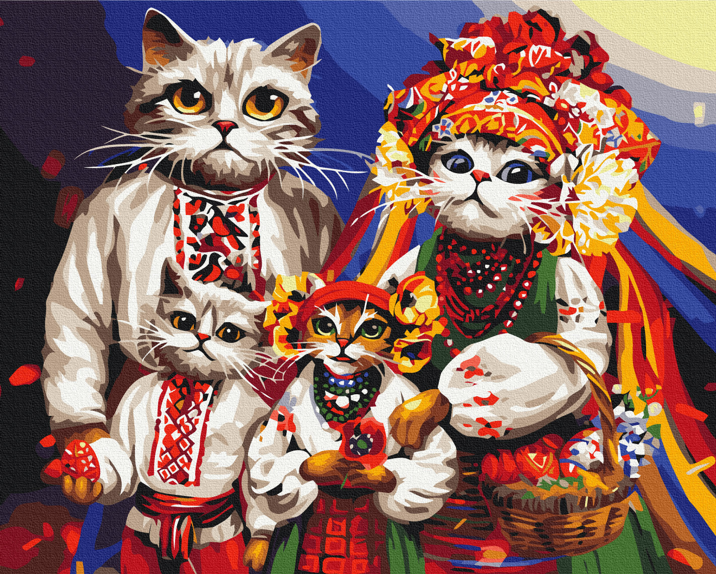 Maalaa numeroin Paint by numbers Cat family © Marianna Pashchuk