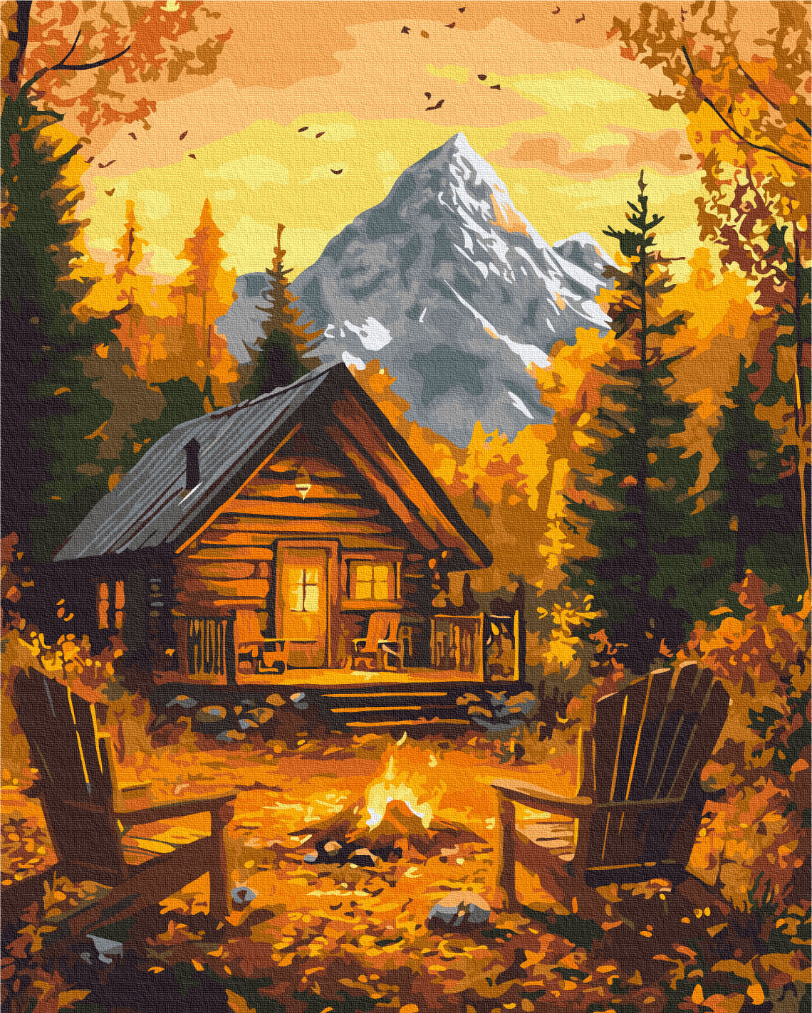 Maalaa numeroin Paint by numbers Autumn warmth of the hearth