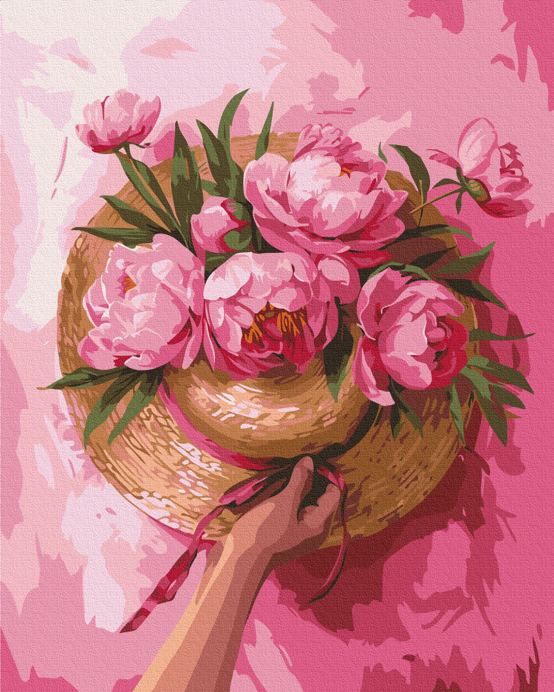 Maalaa numeroin Paint by numbers A hat among flowers