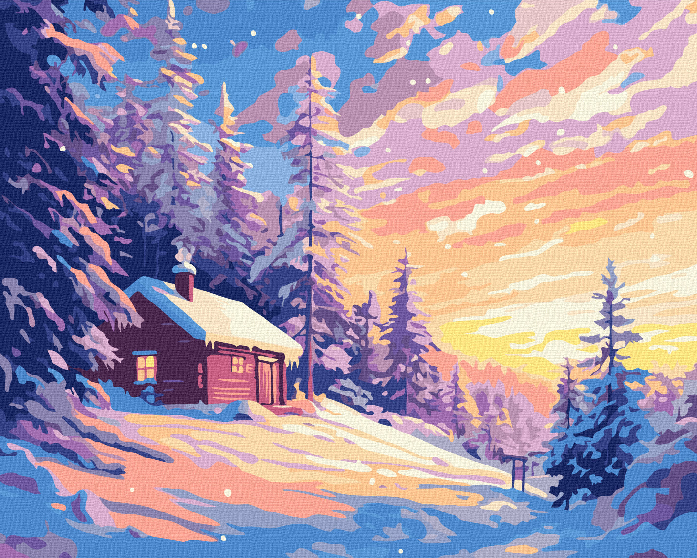 Maalaa numeroin Paint by numbers Burning winter sky