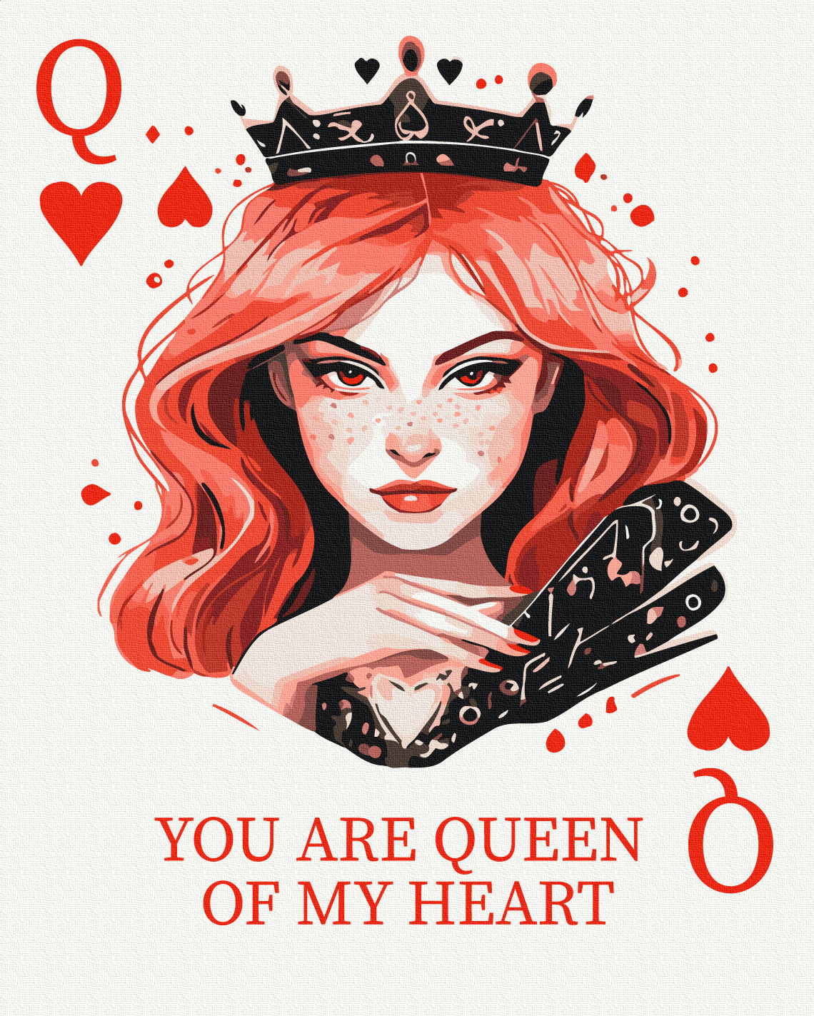 Maalaa numeroin Paint by numbers Queen of hearts