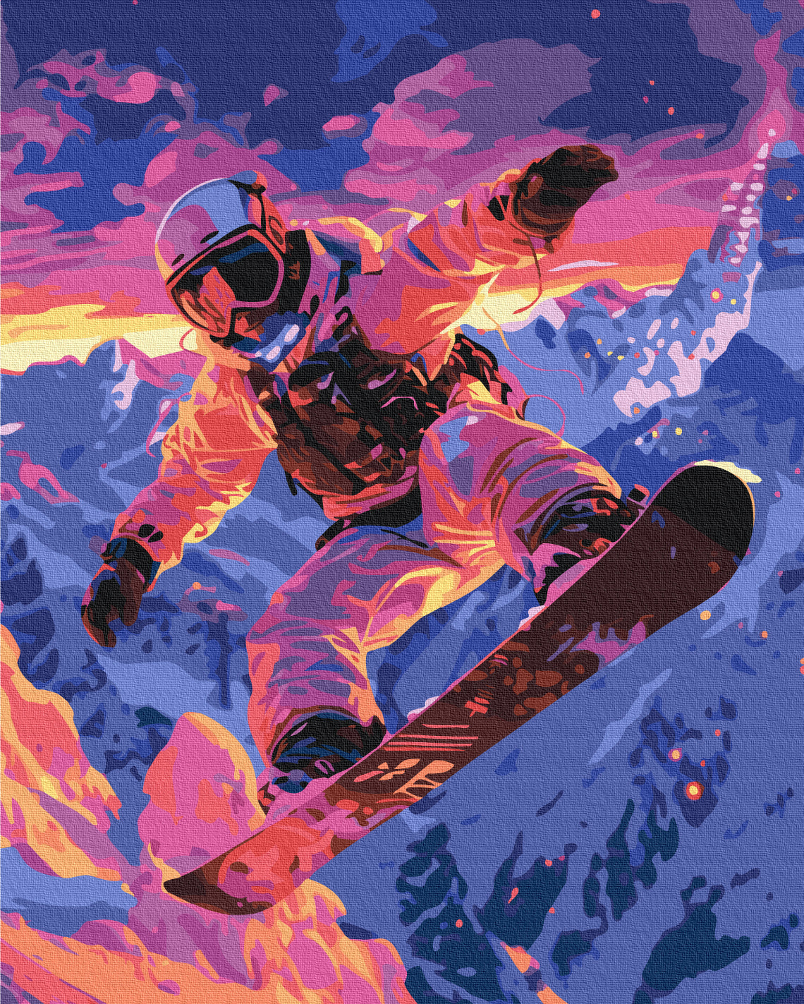 Maalaa numeroin Paint by numbers Snowboarder