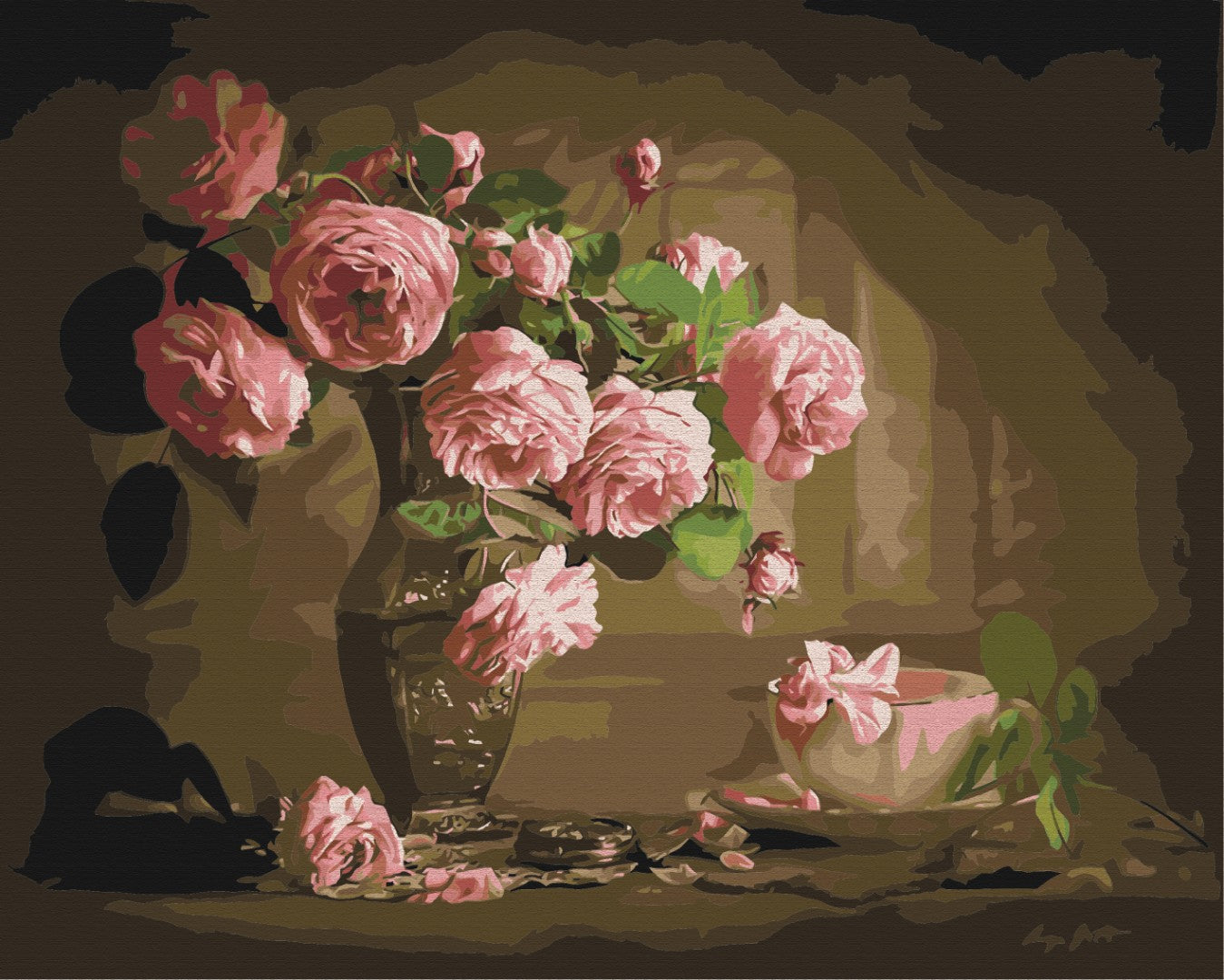 Maalaa numeroin Paint by numbers Tea roses in a vase