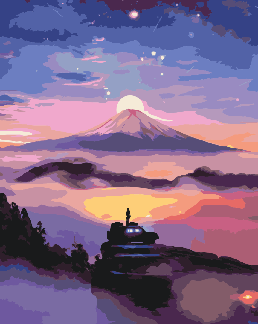 Maalaa numeroin Paint by numbers Lilac sunset