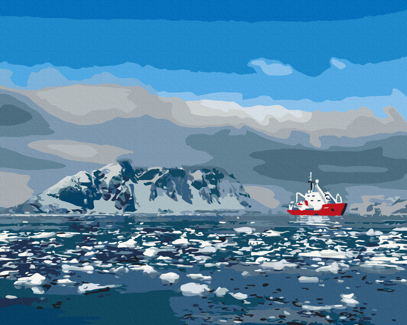 Maalaa numeroin Paint by numbers Noosphere icebreaker in the Southern Ocean © Jan Bakhmat