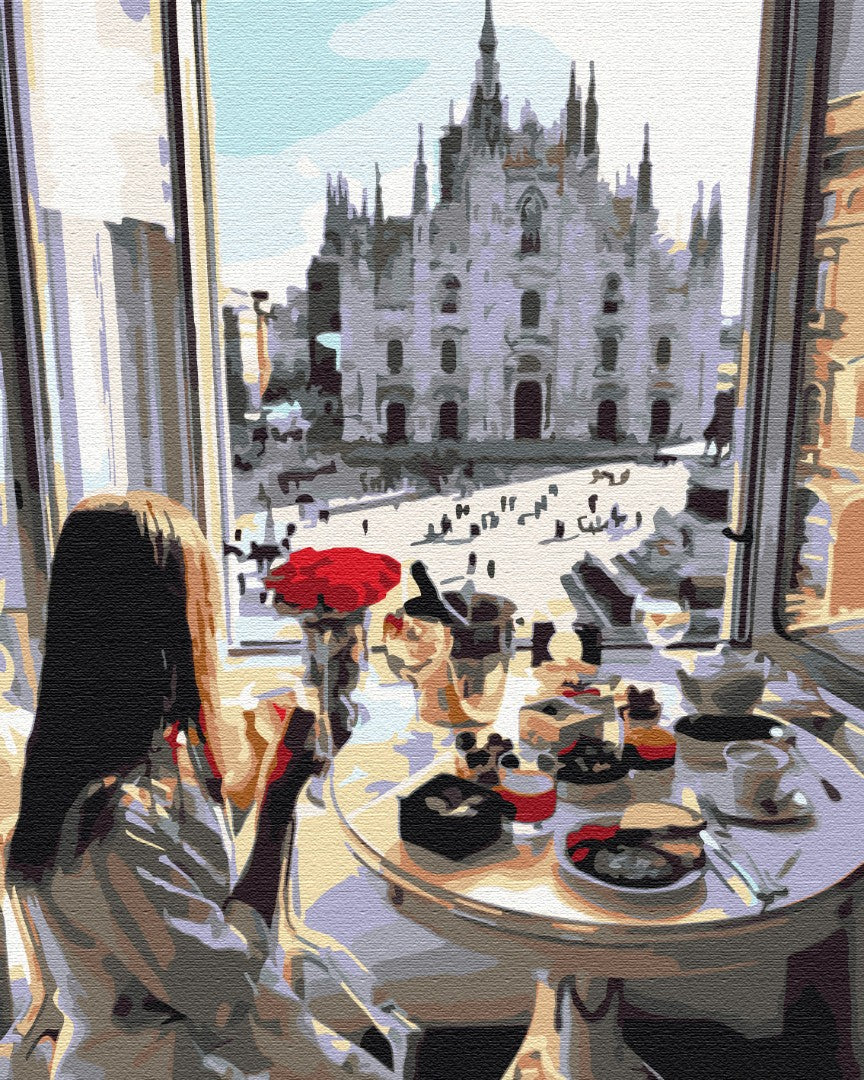 Maalaa numeroin Paint by numbers Breakfast in Milan