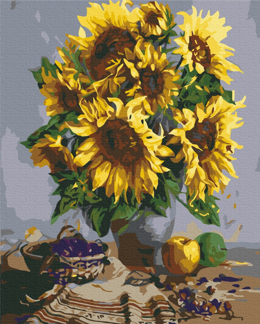 Maalaa numeroin Paint by numbers Still life with a bouquet of sunflowers